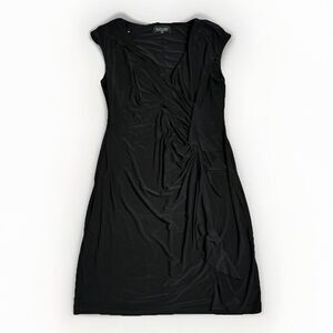 EVAN PICONE Faux Wrap Dress Womens Size 16 Black Gathered‎ Cap Sleeve Ruffle